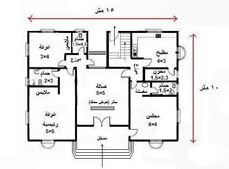 تخطيط منزل 150 متر طابق واحد
